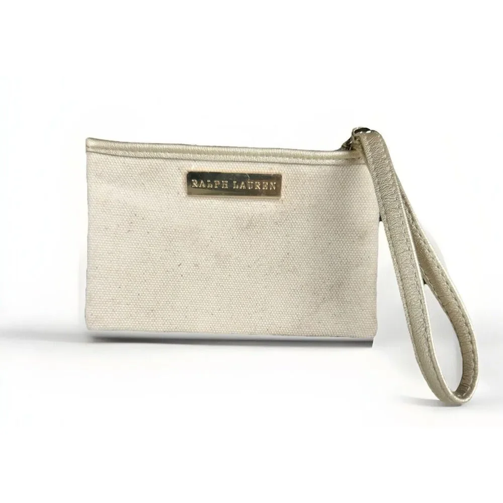 Ralph Lauren Wristlet Pouch‎ Bag Purse w/Wrist Strap Zipper Closure